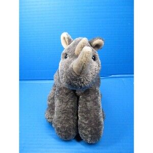 Aurora FLOPSIES Gray Rhino Bean Filled Stuffed Animal Plush Toy 10"